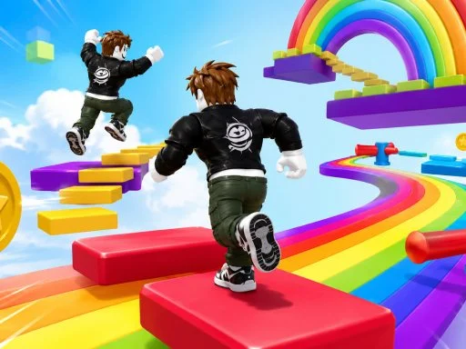 Obby Rainbow Parkour Two Player - 789BET